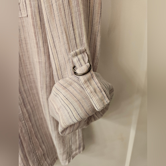 NWOT - Coldwater Creek Pink Striped Linen Button Down Camp Shirt - Size 1X - Picture 9 of 10